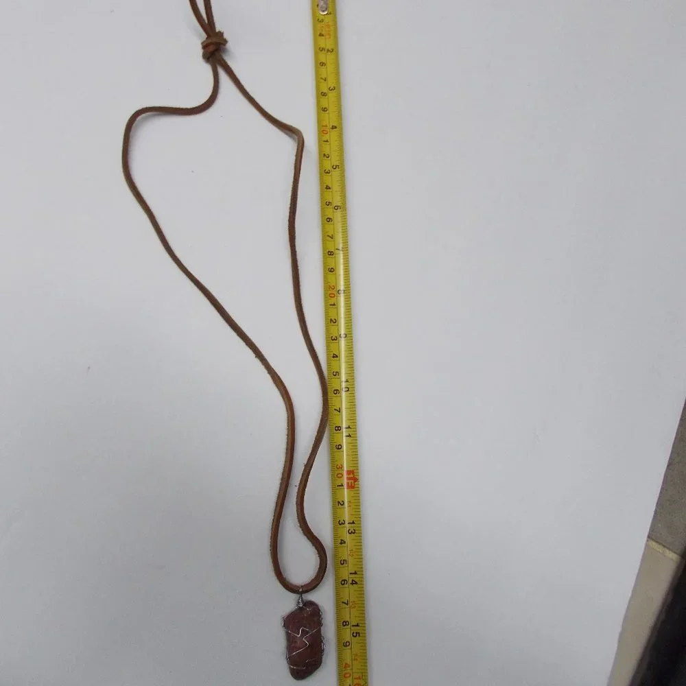 Wired rock on leather strap approximately 19 1/4" tip to tip tied by MPG Design - Picture 7 of 7